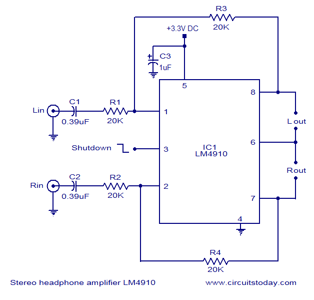 Lm4910 headphone amplifier