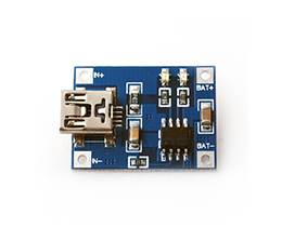 1A Lithium Charging Module [TP4056] Input: 4.5 to 5.5V / Output: 5V - Mini USB - [15]
